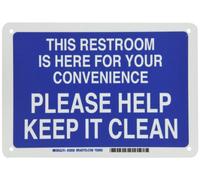 Brady 22858 Plastic Maintenance Sign, 7" X 10", Legend "This Restroom Is Here For Your Convenience Please Help Keep It Clean"