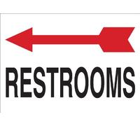 Brady 47551 Plastic, 10" X 14" Sign, Legend, Restrooms (W/Left Arrow)"