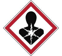 Brady 811712 Hazardous Substance - GHS Laminated Polyester Sign, Respiratory Hazard, 70 mm x 70 mm, 6 in a Card, Red/Black on White