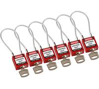 Brady 195972 Padlock, Red, 32mm x 16mm, Set of 6 Pieces