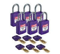Brady CPT-PRP-25AL-KD6PK SafeKey Padlock, Purple, 2.6 in H x 1.25 in W x 0.75 in D