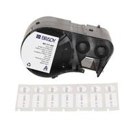 Brady Nylon Cloth Pre-Sized Labels for BMP51, BMP53 & M511 Label Printers - Self-Adhesive Waterproof Tape, Black on White, 22.86mm x 12.70mm + 11.18mm Diameter - Model M5-117-499