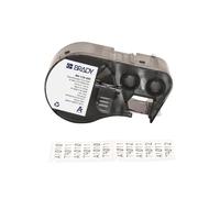 Brady Repositionable Vinyl Cloth Pre-Sized Labels for Label Printer M410 & M510-100 Self Adhesive Vinyl Printer Labels - Black on White (48.26 mm x 25.40 mm) - M4-128-498