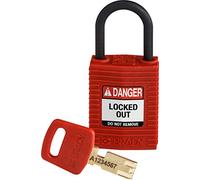 Brady SafeKey Compact Padlock, Nylon Shackle, 33mm x 67mm x 19mm, Red