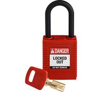 Brady SafeKey Nylon Padlock, Nylon Shackle, 38mm x 84mm x 19mm, Red