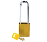 Brady SafeKey Padlock Aluminum - Lockout Padlock with Key - Lockout Tagout Security Lock for Indoor and Outdoor Use - Shackle Height 76.20 mm - Keyed Differently - Yellow