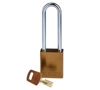 Brady SafeKey Padlock Aluminum - Lockout Padlock with Key - Lockout Tagout Security Lock for Indoor and Outdoor Use - Shackle Height 76.20 mm - Keyed Differently - Brown