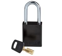 Brady SafeKey Padlock Aluminum - Lockout Padlock with Key - Lockout Tagout Security Lock for Indoor and Outdoor Use - Shackle Height 38.10 mm - Keyed Differently - Black