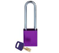 Brady SafeKey Padlock Aluminum - Lockout Padlock with Key - Lockout Tagout Security Lock for Indoor and Outdoor Use - Shackle Height 76.20 mm - Keyed Differently - Purple