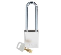 Brady SafeKey Padlock Aluminum - Lockout Padlock with Key - Lockout Tagout Security Lock for Indoor and Outdoor Use - Shackle Height 76.20 mm - Keyed Differently - Silver