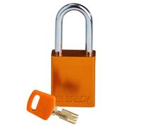 Brady SafeKey Padlock Aluminum - Lockout Padlock with Key - Lockout Tagout Security Lock for Indoor and Outdoor Use - Shackle Height 38.10 mm - Keyed Differently - Orange