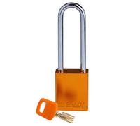 Brady SafeKey Padlock Aluminum - Lockout Padlock with Key - Lockout Tagout Security Lock for Indoor and Outdoor Use - Shackle Height 76.20 mm - Keyed Differently - Orange