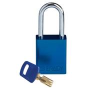 Brady SafeKey Padlock Aluminum - Lockout Padlock with Key - Lockout Tagout Security Lock for Indoor and Outdoor Use - Shackle Height 38.10 mm - Keyed Differently - Blue