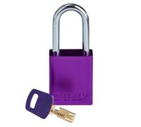 Brady SafeKey Padlock Aluminum - Lockout Padlock with Key - Lockout Tagout Security Lock for Indoor and Outdoor Use - Shackle Height 38.10 mm - Keyed Differently - Purple