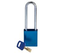 Brady SafeKey Padlock Aluminum - Lockout Padlock with Key - Lockout Tagout Security Lock for Indoor and Outdoor Use - Shackle Height 76.20 mm - Keyed Differently - Blue
