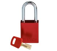 Brady SafeKey Padlock Aluminum - Lockout Padlock with Key - Lockout Tagout Security Lock for Indoor and Outdoor Use - Shackle Height 38.10 mm - Keyed Differently - Red