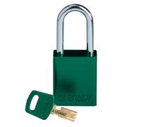 Brady SafeKey Padlock Aluminum - Lockout Padlock with Key - Lockout Tagout Security Lock for Indoor and Outdoor Use - Shackle Height 38.10 mm - Keyed Differently - Green