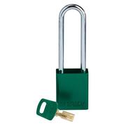 Brady SafeKey Padlock Aluminum - Lockout Padlock with Key - Lockout Tagout Security Lock for Indoor and Outdoor Use - Shackle Height 76.20 mm - Keyed Differently - Green