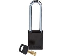 Brady SafeKey Padlock Aluminum - Lockout Padlock with Key - Lockout Tagout Security Lock for Indoor and Outdoor Use - Shackle Height 76.20 mm - Keyed Differently - Black