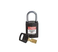 Brady SafeKey Padlock, Black, 2.6 in H x 1.25 in W x 0.75 in D