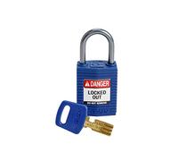 Brady SafeKey Padlock, Blue, 2.6 in H x 1.25 in W x 0.75 in D