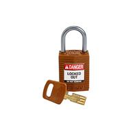 Brady CPT-BRN-25AL-KD SafeKey Padlock, Brown, 2.6 in H x 1.25 in W x 0.75 in D
