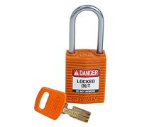 Brady SafeKey Padlock, Orange, 3.0 in H x 1.25 in W x 0.75 in D