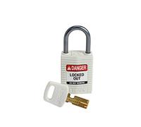 Brady SafeKey Padlock, White, 2.6 in H x 1.25 in W x 0.75 in D