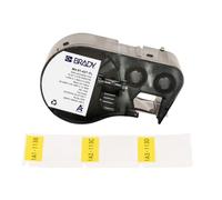 Brady Self-Laminating Vinyl Pre-Sized Labels for Label Printer BMP41/BMP51/BMP53/M511-180 Self Adhesive Printer Labels - Black on Yellow, Transparent (25,40 mm (W) x 38,10 mm (H)) - M4-91-427-YL
