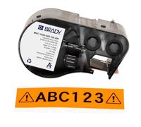 Brady Vinyl Label Tape for Label Printer BMP41/BMP51/BMP53/M511 - Self Adhesive Printer Labels - Black on Orange (25,40 mm (W) x 7,62 m (L)) - M4C-1000-595-OR-BK