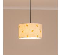 Brae Natural White Fabric Lemon Embroidered Drum Lamp Shade ValueLights Off White 14 inches