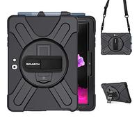 BRAECN Case for Microsoft Surface Go 4/3/2/1 10.5 Inch, Heavy Duty Shockproof with 360° Rotating Hand Strap & Kickstand/Shoulder Strap/Pencil Holder - Black