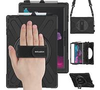 BRAECN Case for Microsoft Surface Pro 7 Plus/Pro 7/6/5/4/LTE 12.3 Inch, Sturdy and Durable Cover With Pencil Holder, Hand Strap, Kickstand, Shoulder Strap, Black