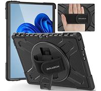 BRAECN Case for Microsoft Surface Pro 8 13 inch 2021, Heavy Duty Rugged Protective Cover with 360° Rotating Kickstand & Hand Strap, Black