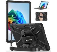 BRAECNstock Case for Microsoft Surface Pro 12 inch 1st Edition 2025, Rugged Protective with Rotating Hand Strap & Stand, Shoulder Strap, Pencil Holder, Compatible with Type Cover Keyboard, Black