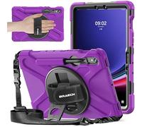 BRAECNstock for Samsung Galaxy Tab S10 FE/ S9 FE/ S9/ S8/ S7 5G Case 10.9"/11", Shockproof Protective Kids Case with Pencil Holder, 360° Rotating Hand Strap & Stand, Shoulder Strap, Purple