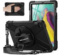 BRAECNstock for Samsung Galaxy Tab S5e Case 10.5 inch 2019 (SM-T720/T725/T727) Shockproof Protective Galaxy S5e Tablet Case for Kids with Screen Protector Pen Holder Rotating Stand+Hand Strap - Black