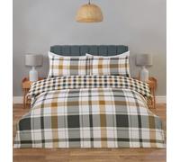 Braemar Check reversible Duvet Cover Set Bedding Set, plaid yellow green 3 sizes