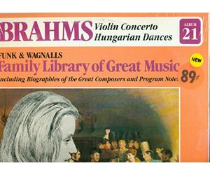 Brahms - BRAHMS Violin Concerto/Hungarian Dances FUNK & WAGNALLS ALBUM 21