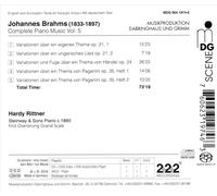 BRAHMS: PIANO WORKS, VOL. 5 NEW CD