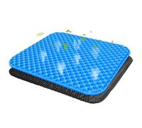 Braic Gel Seat Cushion for Long Sitting, Double Thick Gel Cushion with Relieving Back coccyx Pain Pressure Cushion, Soft & Breathable seat pads for Car Office Home Wheelchair & Chair (Blue-42×36cm)