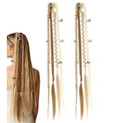 Braid Extensions 20-Inch with Bead Charm Boho Twist Dreadlock | 1-Pair Braid Bohemian Hair Dreadlock for Women Daily Vacation Beach Party Wedding Cosplay