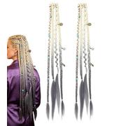 Braid Extensions 20-Inch with Bead Charm Boho Twist Dreadlock | 1-Pair Braid Bohemian Hair Dreadlock for Women Travel Daily Styling Music Festival Beach Party