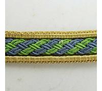 Braid Gimp Upholstery Edging Trim 7mm to 13mm 10 Styles Buy 1 2 Or 4 Metres 084D, 13mm Sky Emerald Gold Basket Weave, 2 metres