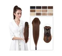 Braid Hair Extension 14-22 Inch Real Human Hair Ponytail Hairpiece Claw Clip Ponytail Extension Long Straight Hair Pony Tail Clip in Ponytail Extension for Women Braid Ponytail Extension(Golden Brow