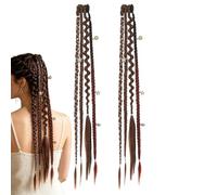 Braid Hair Extension 20-Inch Boho Clip-in Long Synthetic Hairpiece | 1-Pair Natural Dreadlock Extensions for Women Adults Daily Styling Vacation Beach Wedding Cosplay