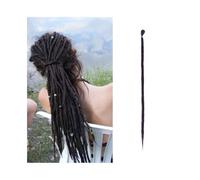 Braid Hair Extension 20 Inch Handmade Dreadlocks Extensions 5 Strands Synthetic Dreads Locks Crochet Braids Hair 1.0cm Fake Twist Braiding Hair Reggae Dreads Braid Braid Ponytail Extension(Black pur