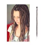Braid Hair Extension 20 Inch Handmade Dreadlocks Extensions 5 Strands Synthetic Dreads Locks Crochet Braids Hair 1.0cm Fake Twist Braiding Hair Reggae Dreads Braid Braid Ponytail Extension(Dark brow