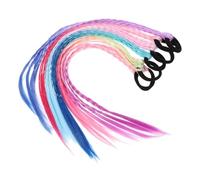 Braid Hair Extension Fiber Colored Ponytail Holder 6pcs for Pigtails | Creative Braided Design, Rope-ended Strands, Comfortable Fixation, Dance Recitals and Daily Life
