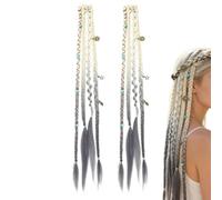 Braid Hair Extension with Beads Clip-in Boho Twist Hairpiece | 1-Pair Braid Hair Ponytail Extensions for Women Adults Daily Styling Dancer Travel Music Festival Party